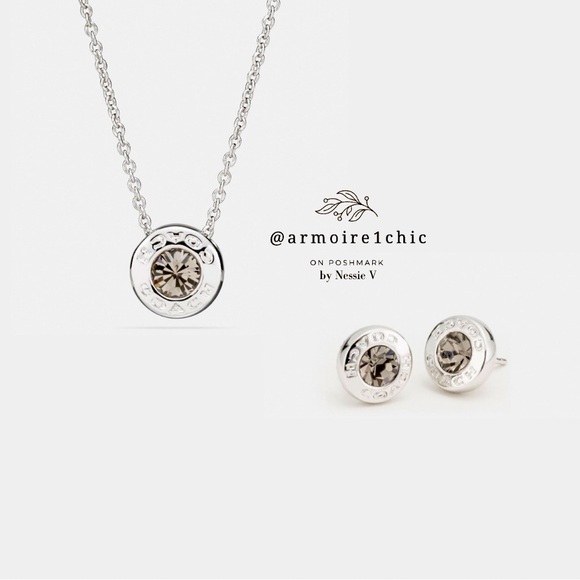 COACH | Open Circle Stone Necklace and Earrings gift box set | Silver - Picture 1 of 10
